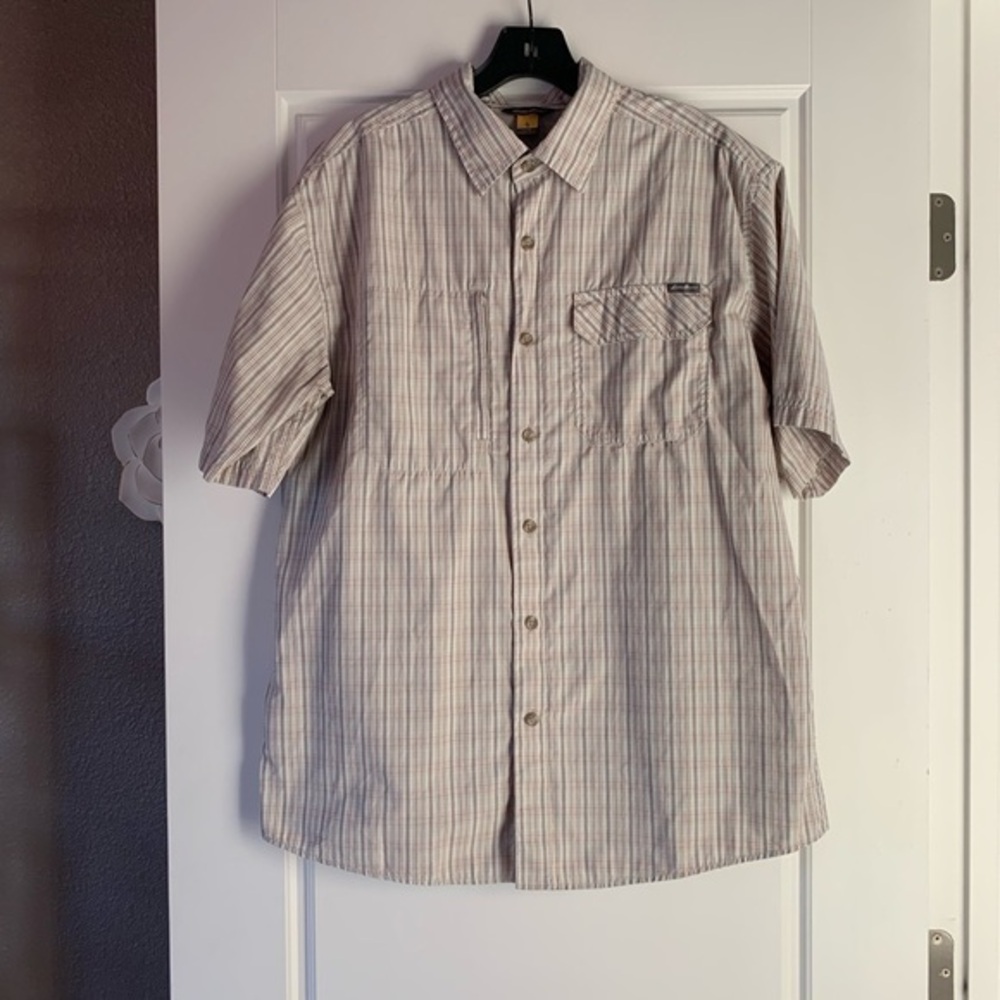 Eddie Bauer Short Sleeve Plaid Button Down Shirt